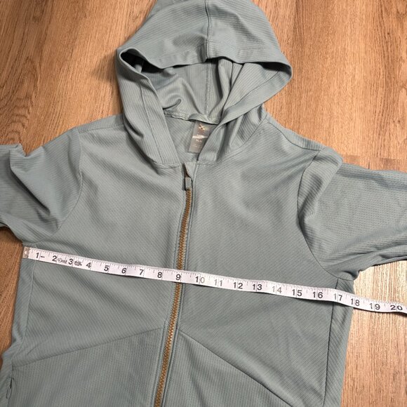 RHONE Ripple Full Zip Hoodie jacket size M medium Blue Hue ribbed thumbholes - Picture 7 of 8